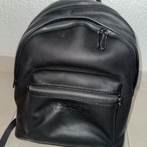 Men’s coach black leather backpack